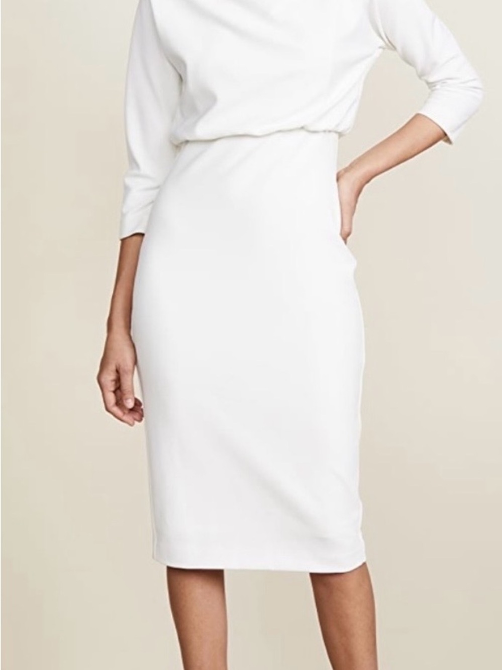 Belle by Badgley Mischka Draped Boat Neck 3/4 Sleeve Blouson Dress